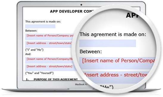 the app developer contract template is quick and easy