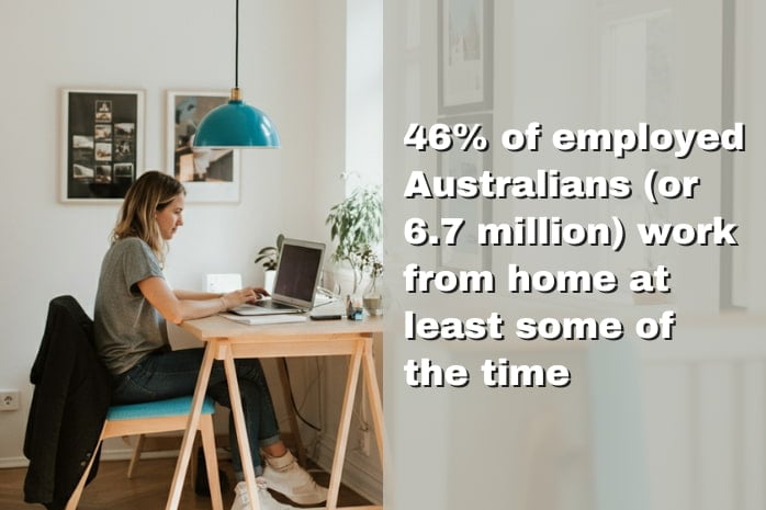 46 percent of employed australians work from home 46 percent of employed australians work from home at least some of the time
