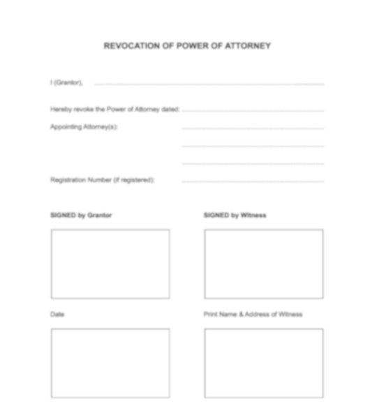 sample legal123 revocation of power of attorney form showing atorneys and witness sections